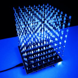 DIY WIFI APP 8x8x8 3D Light Cube Kit Blue LED MP3 Music Spectrum Electronic Kit No Housing