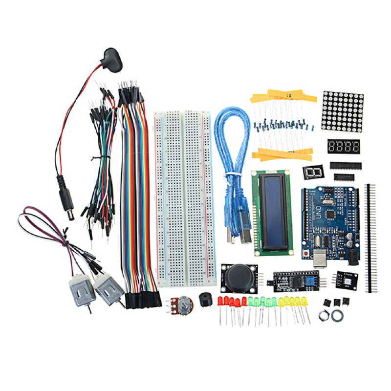 UNO R3 Starter Kit 1602 LCD L293D Motor LED Matrix MB102 Breadboard