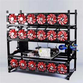 19 GPU Miner Frame Aluminum Stackable Open Air Mining Rig Case ETH BTC Ethereum