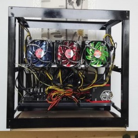 DIY Miner Mining Case Open Air Frame Mining Miner Rig Case W/ 3x Fans For 6 GPU ETH BTC Ethereum